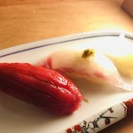 はっかい串 - お通し（赤身、真鯛）2018.11.23