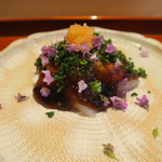 いち太 - 30年11月　カワハギ、肝　ポン酢ジュレ掛け