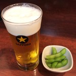 きしめん あまの - 生ビール 中 500円(税込)