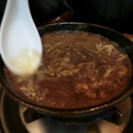 桜なべ 中江 - 卵を入れて