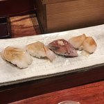 Sushi Yasukouchi - 牡丹海老、カンパチ？鯵、ホタテ！