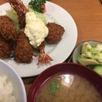 とんかつ八千代 - ＊カキ・車エビ・ホタテフライ定食＠2,000円（税込）