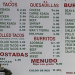 COLIMAN MEXICAN FOOD - メニュー（一部）を拡大。