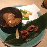 正しい晩ごはん 白-はく- - 惣菜三点盛り(肉じゃが、海老しんじょう、まぐろカマ焼き)