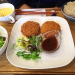 Cafe 蓮 - 牛タンコロッケ定食