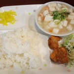 金明飯店 - 海鮮豆腐定食(ご飯大盛)￥580+50