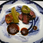 料亭旅館　いちい亭 - おソースは万願寺を裏ごしたものとお醤油を合わせた物だそう