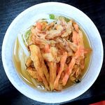 純手打うどん よしや - かき揚げうどん（かけそのまま+かき揚げ）