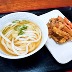 純手打うどん よしや - かけそのままと、かき揚げ