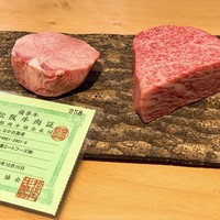 肉屋 雪月花 NAGOYA - 今回のお肉をカット