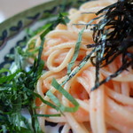 Pasta alla PUTTANESCA - 大葉と明太子のパスタ（乾麺）ランチパスタ