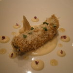 オルタシア - あちき用メイン１　的鯛のカダイフ包み　カリフラワークリーム　シトロンコンフィチュール