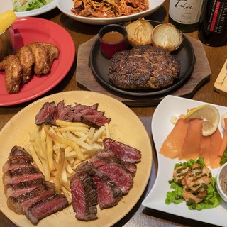 肉バルの肉づくしコース 肉バルならではの肉料理をリーズナブルに もちろん 自慢のハンバーグも召し上がれます バラエティ豊かな肉バルメニューが楽しめるコースです 全6品 Hamburg Works 東京駅グランルーフフロント店 ハンバーグワークス 東京