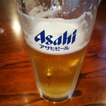 Ramen Tei Kissou - 生ビール(麺類注文の方320円)写真は飲みかけ