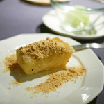 ミモザ - 揚げプリンの砂糖きな粉掛けと、バジルのシャーベット