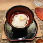 すし処 みや古分店 - ウニと酢飯に雲子のすり流し、フグ出汁の餡掛け