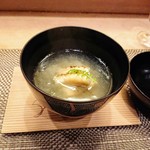 すし処 みや古分店 - 甘鯛の骨出汁で炊いた蕪と焼き穴子、大根のすり流し