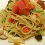 スパゲッティーニ アーリオリオ 野菜を効果的に33種摂れるように