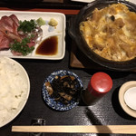 割烹おらく - かつとじと刺し身定食