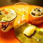 季節の味覚ととうふ鍋コース (￥5,400) 季節の盛り合わせ