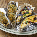 Grilled Oyster topped with herbal breadcrumbs
