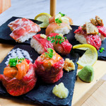 個室で炙り肉寿司を喰らう 今昔物語 栄店