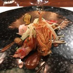 レストラン ラリューム - 大分県産車海老のポシェ　コールラヴィのサラダと共に