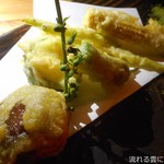 Tenpura(しいたけ肉詰め＆ズッキーニ＆ししとう＆にんにくの芽＆ヤングコーン)