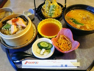 Resutoran Sampou - 鮭おこわ・担々麺セット  1382円