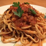 Ragu made with slow-cooked chunks of octopus served with homemade pasta