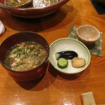 日本料理 たかむら - 雑炊と漬けもの　ピンボケ気味