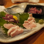 ばんから - 2010/09 鳥の刺身4点盛り これはもう絶品！