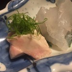 鳥田中 - カワハギのお造りです　肝も立派でピカピカ