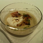 レ セゾン - 前菜②セープ茸のカプチーノ仕立て