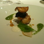 レ セゾン - 魚料理　鮟鱇のローストと海藻のコンフィチュール 蕪のカラメリゼとあん肝