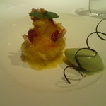 レ セゾン - デザート②パイナップルのケーキとバジルのシャーベット