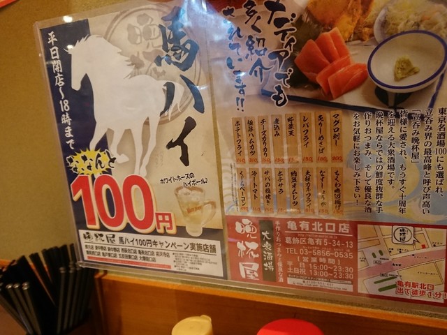 馬ハイの罠にまんまと嵌まる 汗 By ミスターｘｘｘ 大衆酒場晩杯屋 亀有北口店 亀有 居酒屋 食べログ