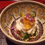 日本料理 晴山 - ホタテとせりの湯葉和え