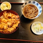 そば処 福庵 - エビ天丼セット　温かい蕎麦
