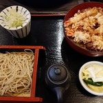 そば処 福庵 - エビ天丼セット　冷たい蕎麦