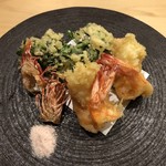 旬菜 おぐら家 - 足赤海老の天ぷら