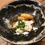 蒼穹 - 真鱈の白子　揚げ蓮根　出汁餡かけ