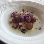アロマフレスカ - 巨峰とホワイトチョコレートのスープ仕立て　巨峰のグラニテ添え