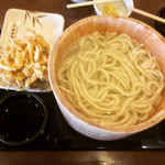 丸亀製麺 - 釜揚げうどん(得) + 野菜かき揚げ ¥245(半額)+130-