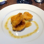 ル ボークープ - しまふぐのフリテュールと曲がりネギのマリネとヴィネグレットソース