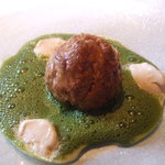 キメラ - 渋皮煮栗のパイ包み焼きとお濃茶のスキューマ　マスカルポーネのジェラート