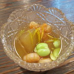 Akitaryouri Gojoume - お通し　冬瓜と海老と枝豆