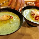 蓬左茶寮 - 椀物:スナップエンドウのすり流し ロール白菜