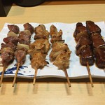龍美 - 砂肝、とり皮、レバたれ