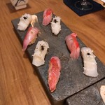 握り：ヤリイカ、金目鯛（ゆず）